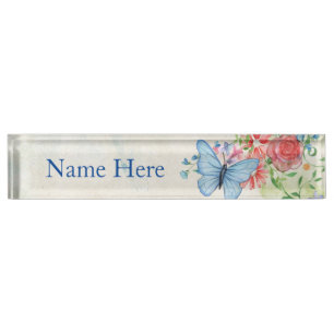 Porte-nom Pour Bureau Flore Vintage de Papillon
