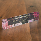 Porte-nom Pour Bureau Flores sombres romantiques (Taille)