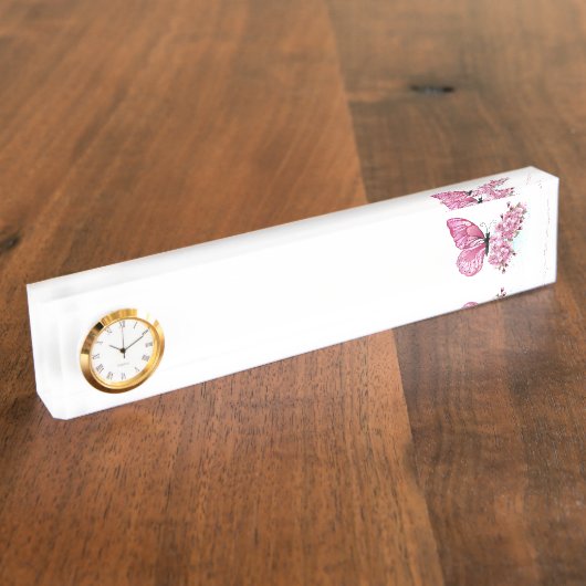 Porte-nom Pour Bureau Flower Butterfly (Taille)