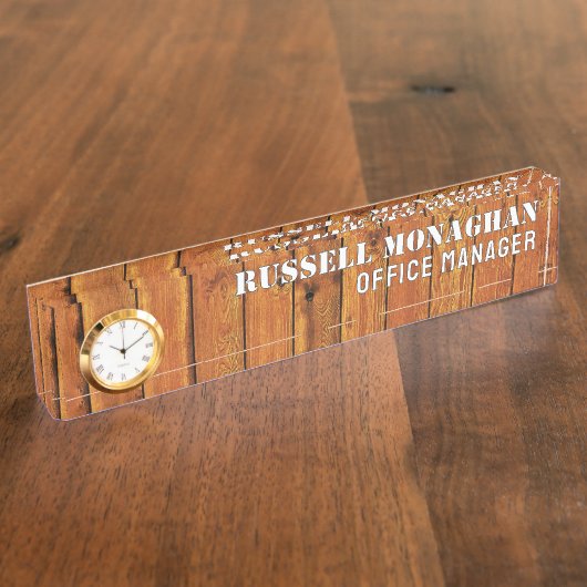 Porte-nom Pour Bureau Fond en bois pour bureau (Taille)