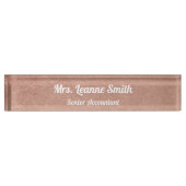 Porte-nom Pour Bureau Fonte blanche rose métal or (Devant)