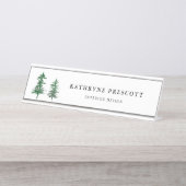 Porte-nom Pour Bureau Forêt rustique d'Aquarelles Personnalisée (Devant)