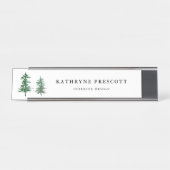 Porte-nom Pour Bureau Forêt rustique d'Aquarelles Personnalisée (Devant)