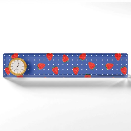 Porte-nom Pour Bureau fraises avec points (Devant)