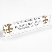 Porte-nom Pour Bureau Français Gold Fleur de Lis