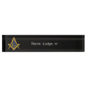 Porte-nom Pour Bureau Freemason Masonic Black and gold (Devant)