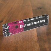Porte-nom Pour Bureau Fuchsia Gerbera Daisy Black/White Swirl (Taille)