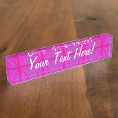 Porte-nom Pour Bureau Fuchsia Union Jack (Taille)