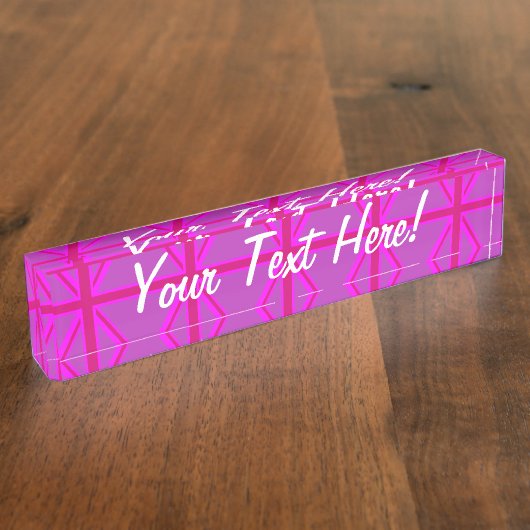 Porte-nom Pour Bureau Fuchsia Union Jack (Taille)