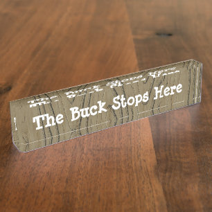 Porte-nom Pour Bureau Fun Desk Signale les arrêts Buck ici