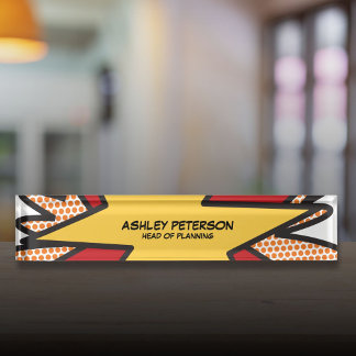 Porte-nom Pour Bureau Fun Modern Cool Comic Book Personnalisé