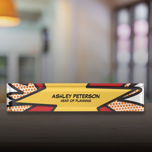 Porte-nom Pour Bureau Fun Modern Cool Comic Book Personnalisé