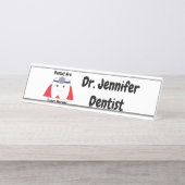 Porte-nom Pour Bureau Funky Dentist Super Hero Personnaliser (Devant)