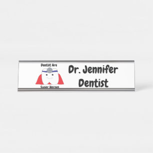 Porte-nom Pour Bureau Funky Dentist Super Hero Personnaliser