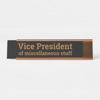 Porte-nom Pour Bureau Funny Black Gold Office Titre VP de Divers