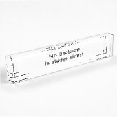 Porte-nom Pour Bureau Funny Funny, professeur d'école de maths