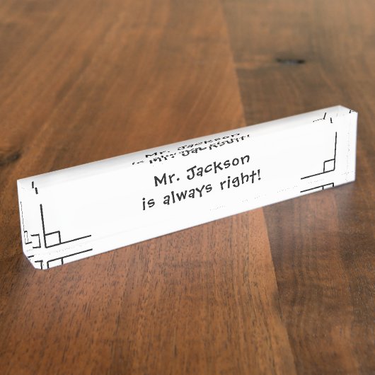 Porte-nom Pour Bureau Funny Funny, professeur d'école de maths (Taille)