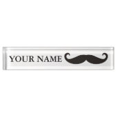 Porte-nom Pour Bureau Funny Mustache / Schnurrbart + votre texte (Devant)