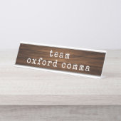 Porte-nom Pour Bureau Funny Oxford Comma Grammar Enseignant Gag Cadeau (Devant)