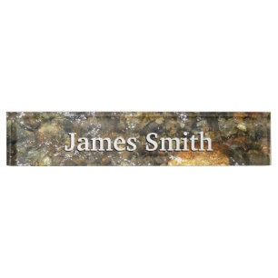 Porte-nom Pour Bureau Galets Brown et gris naturel Abstrait