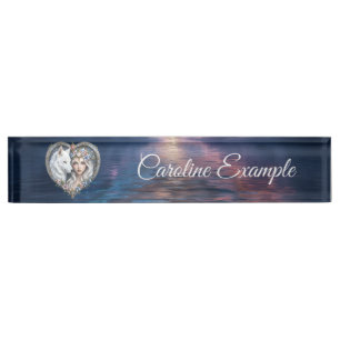 Porte-nom Pour Bureau Gardien au Clair de Lune du Cœur Éternel