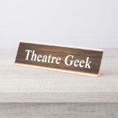 Porte-nom Pour Bureau Geek de théâtre Cool Retro Citation Bois Grain (Devant)