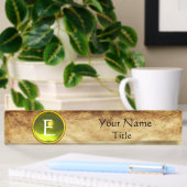 Porte-nom Pour Bureau GEMME MONOGRAMME, SAPPHIRE JAUNE, parchemin