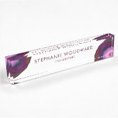Porte-nom Pour Bureau Géode d'agate rose burgundy élégant