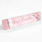 Porte-nom Pour Bureau Géode moderne élégante rose pâle