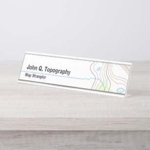 Porte-nom Pour Bureau Géologue, carte topographique de cartographe
