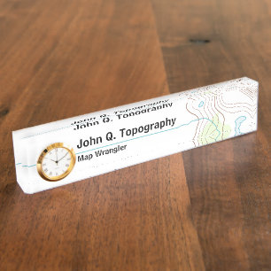 Porte-nom Pour Bureau Géologue, carte topographique de cartographe