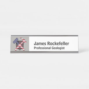 Porte-nom Pour Bureau Géologue Nameplate avec logo Rock Hammer (USA)