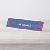 Porte-nom Pour Bureau Géométrie rouge étoile et bleu (Devant)