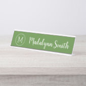 Porte-nom Pour Bureau Girl Monogram Kelly Green et Calligraphy Nom (Devant)