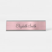 Porte-nom Pour Bureau Girly Blush Pink Metallic (Devant)