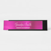 Porte-nom Pour Bureau Girly Faux Hot Pink Foil (Devant)