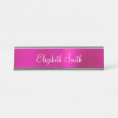 Porte-nom Pour Bureau Girly Hot Pink Metallic (Devant)