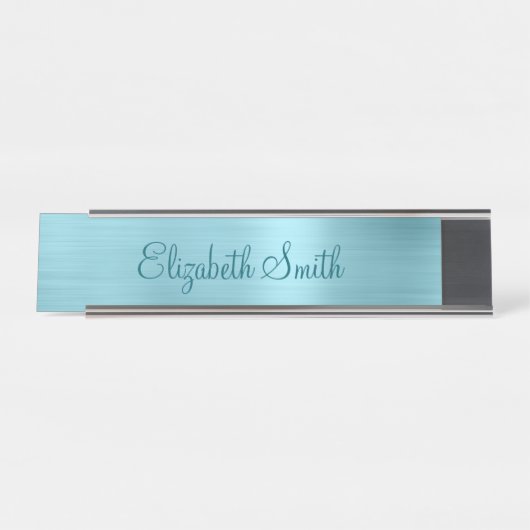 Porte-nom Pour Bureau Girly Pale Robin Egg Blue Metallic Foil (Devant)