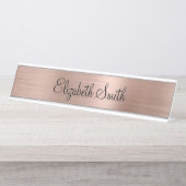 Porte-nom Pour Bureau Girly Rose Gold Metallic (Devant)