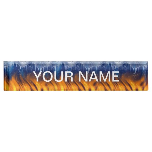 Porte-nom Pour Bureau Glace et flamme (Devant)