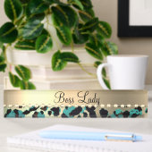Porte-nom Pour Bureau Glam Leopard Boss Lady