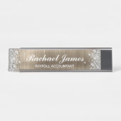 Porte-nom Pour Bureau Glitter Argent Classique Feuille de Faux Or (Devant)