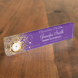 Porte-nom Pour Bureau Glitterie de fille Glam Royal violet