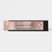 Porte-nom Pour Bureau Glitterie Faux Rose Gold Foil (Devant)