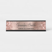 Porte-nom Pour Bureau Glitterie Faux Rose Gold Foil (Devant)