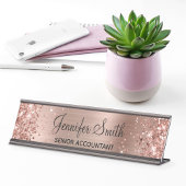 Porte-nom Pour Bureau Glitterie Faux Rose Gold Foil