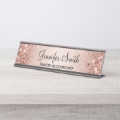 Porte-nom Pour Bureau Glitterie Faux Rose Gold Gradient (Devant)