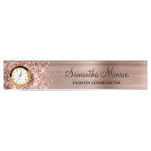 Porte-nom Pour Bureau Glitterie Rose Gold Glam (Devant)