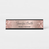 Porte-nom Pour Bureau Glitterie Rose or Gradient (Devant)