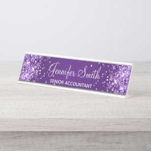 Porte-nom Pour Bureau Glitterie Royal Purple Gradient